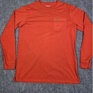 Pendleton Long Sleeve T-Shirt Mens Medium Orange Pocket Cotton Crew Neck
